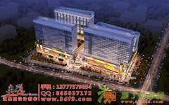 室外建筑夜景效果图制作，建筑表现公司，商业夜景效果图