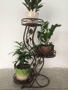 复古花架外贸新款时尚铁艺落地三层花架花篮藤铁多功能工艺品