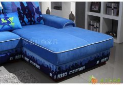 欧也家居定制 蓝色休闲转角布艺沙发