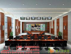 监控机房效果图制作，3D机房室内效果图设计，监控显示屏效果图