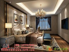 杭州做家装欧式风格卧室效果图，别墅平层欧式卧室效果图设计制作