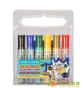 雄狮酷乐贴彩绘笔6色DIY笔涂鸦笔玻璃绘画笔可撕20m基本色