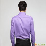 男装斜纹长袖衬衣夏装商务正装韩版修身紫色衬衫