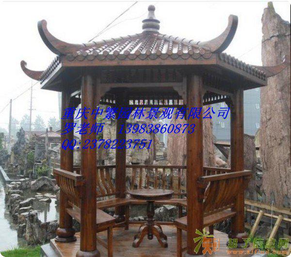 供应重庆防腐木家用四角亭和六角亭