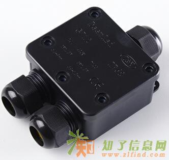 供应通黑色IP68防水接线盒一进二出接线盒