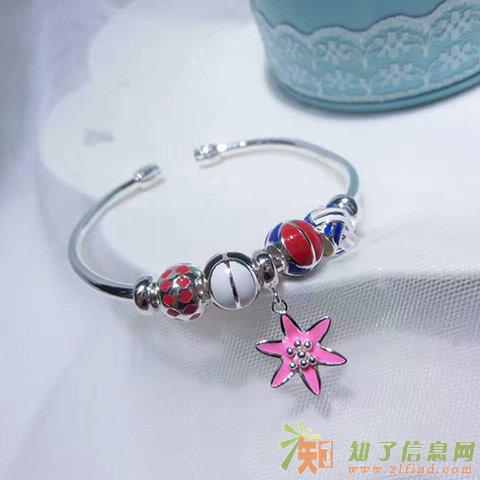 亚西亚银饰批发-多彩花瓣手镯