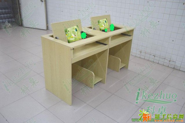 科桌边框翻转电脑桌学生双人位电脑桌培训电教室翻转桌