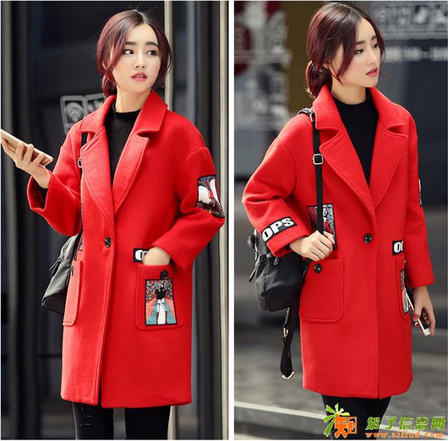 青岛最低价冬季中长款女装修身呢子大衣外套棉服批发