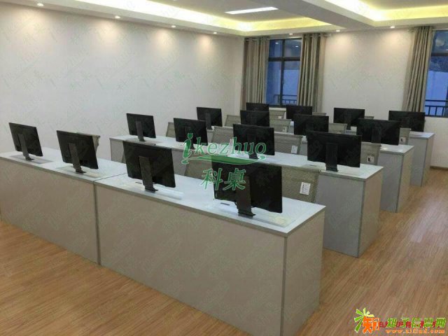 自动升降电脑桌电脑液晶屏升降桌机房双人升降电脑桌