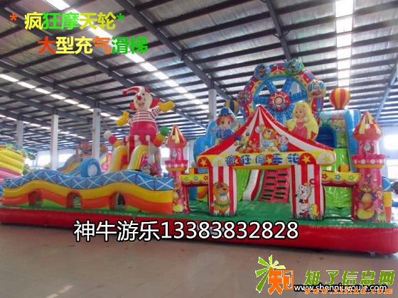湖南新款疯狂摩天轮充气滑梯，神牛厂家正品