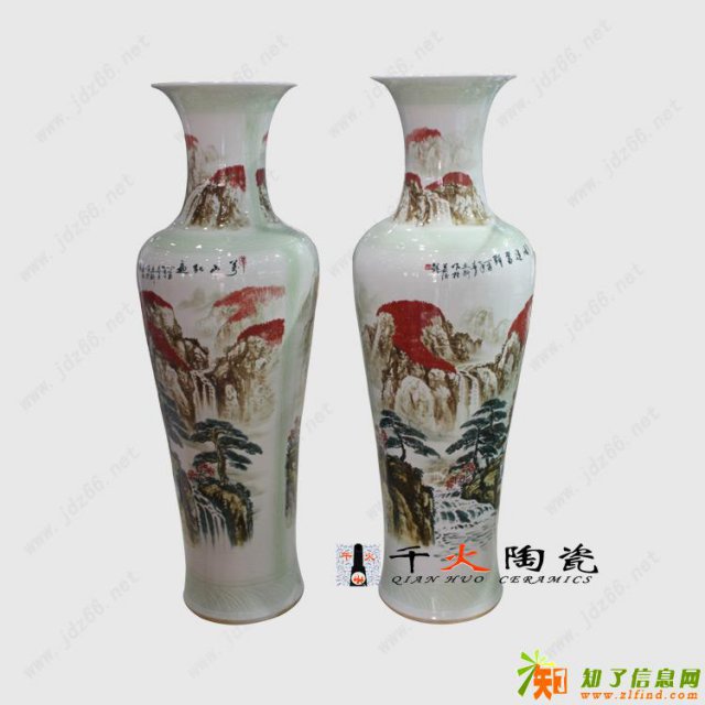 鸿运当头陶瓷大花瓶 落地大号瓷瓶瓷器酒店客厅大摆件