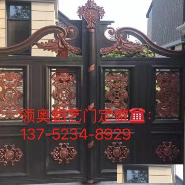 西青区庭院铝艺大门安装，天津定做电动铝艺大门厂家