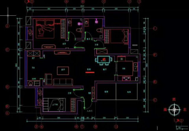 荷叶塘室内平面设计CAD结构设计3Dmax建模渲染