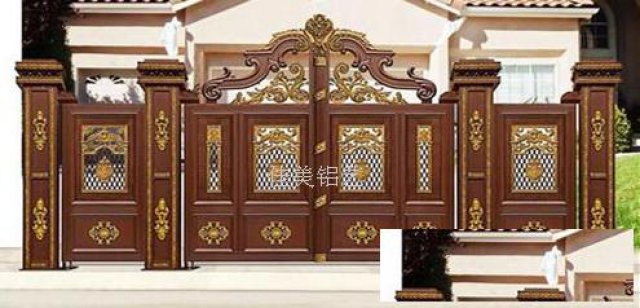 天津铝艺庭院门，别墅豪华型铝艺大门，高级铸铝门入户门