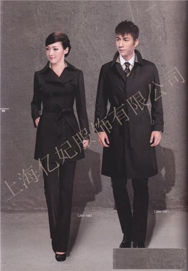 银行工作服大衣女式冬季新款双面呢大衣藏青色外套