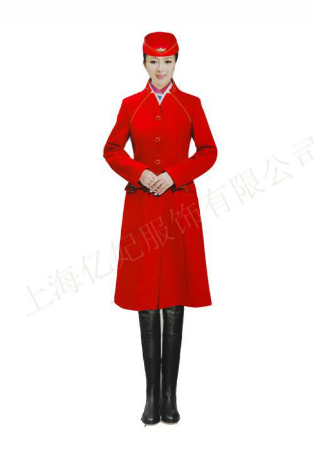 空姐毛呢加棉加厚大衣迎宾长款呢子大衣羊毛外套定制