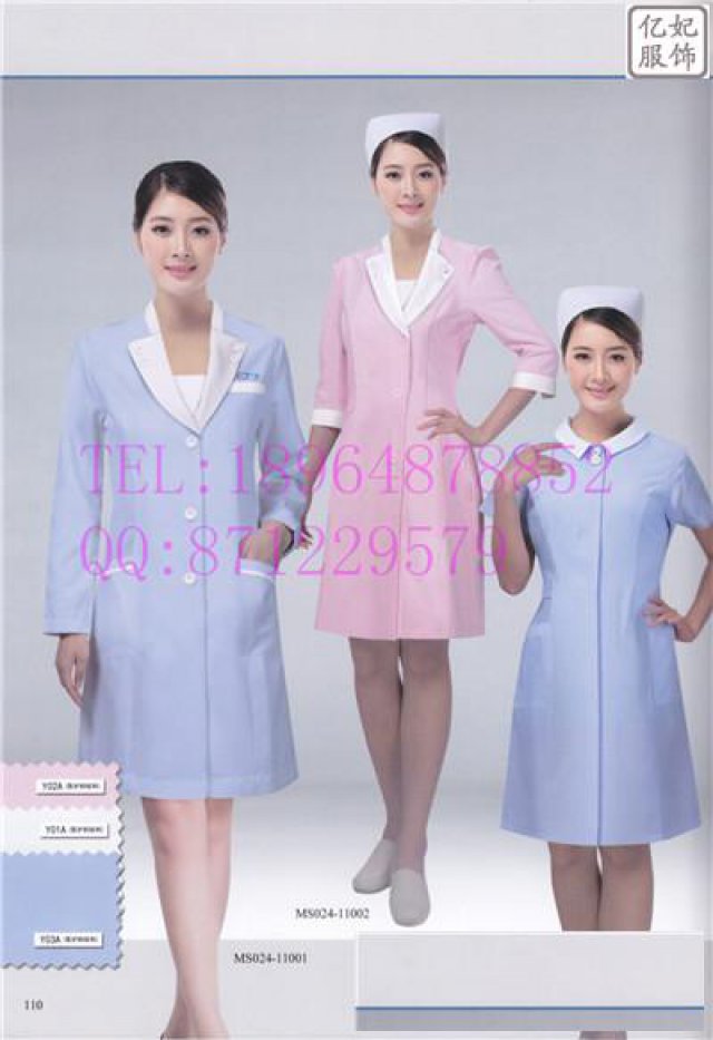 医院护士工作服定做白大褂全棉连衣裙浅蓝厂家