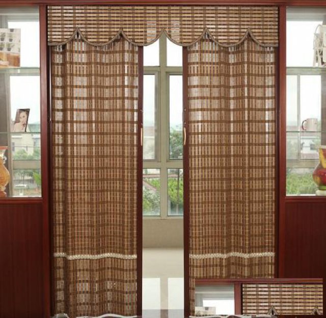 太原定做商场店铺推拉竹帘门竹帘隔断围挡