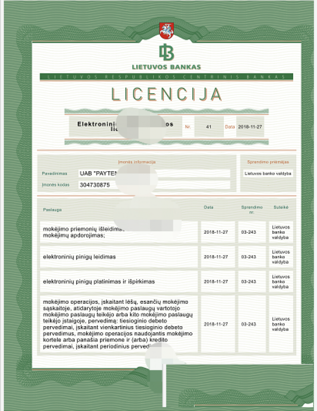 欧盟立陶宛EMI支付牌照申请
