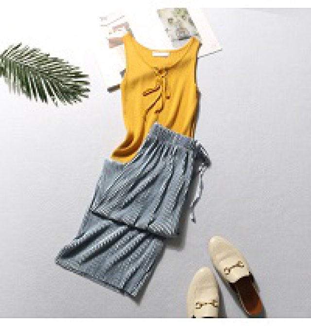 夏季薄款休闲百搭高腰长裤直筒裤气质显矮个子宽松潮