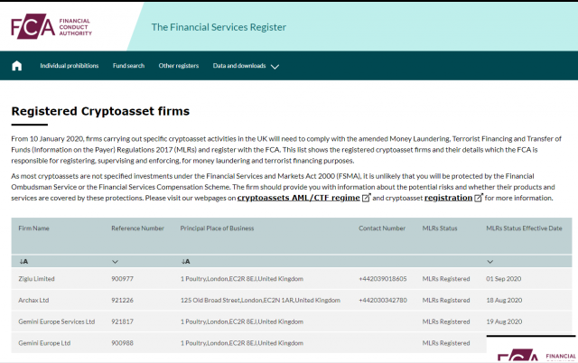 英国FCAMLR数字货币牌照