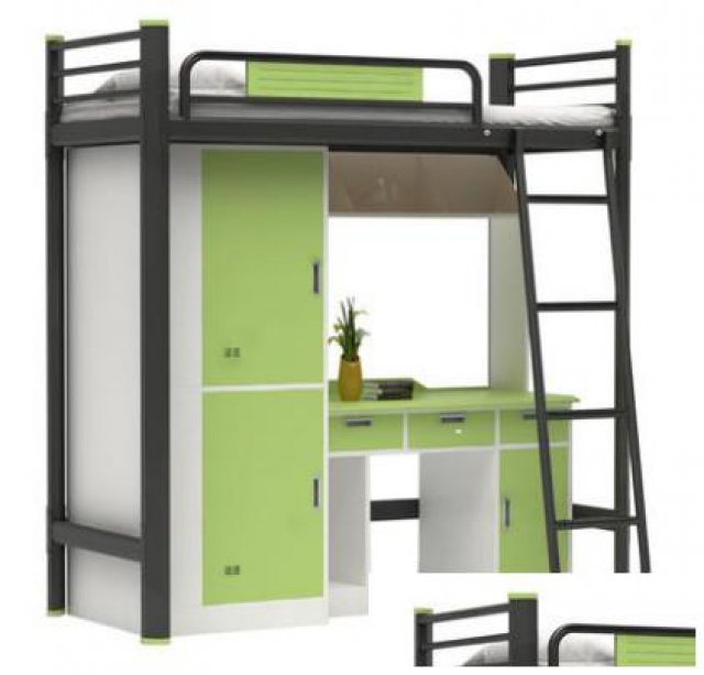 广东铁艺高架床上床下桌组合公寓床学校工厂定制无噪音