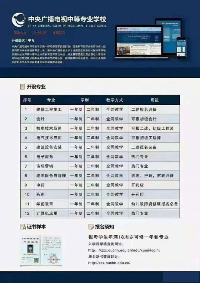 电大中专一年制学费多少钱？