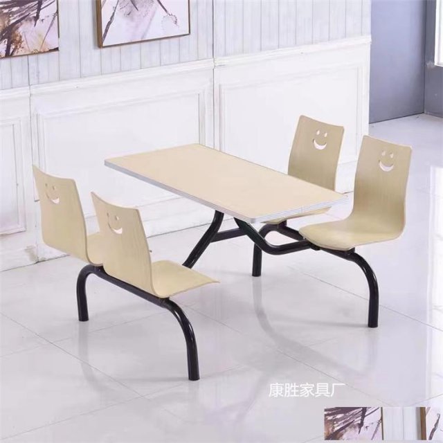 康胜工厂直销惠州食堂餐桌子四人位快餐桌椅满满复古风