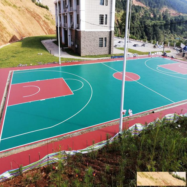 天津学校硅PU球场材料厂家直销【德朝体育】