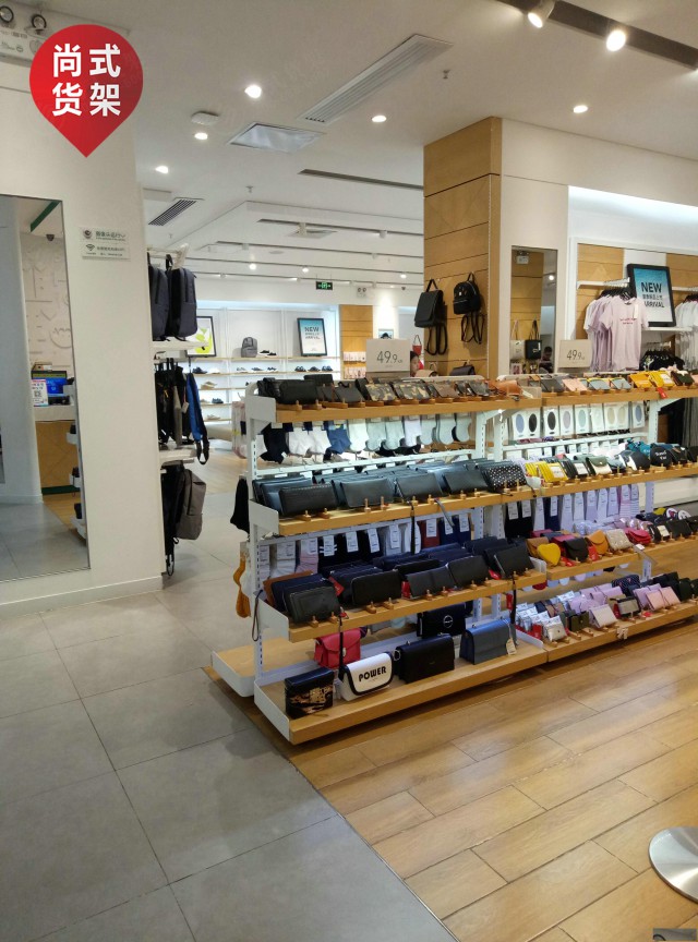 桐城双层服装架货架厂家日用品双面木质展示架