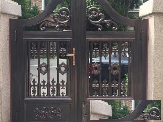 中欧式复古铝艺大门小区别墅入户门庭院防盗大门简约铝合金双开门