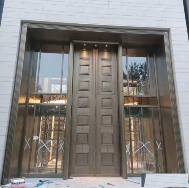 酒店铜门玻璃铜门商务玻璃门北京厂家定制