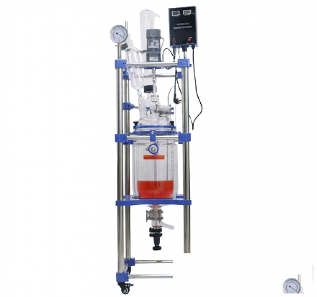 双层玻璃反应釜，实验室加热蒸馏搅拌反应器