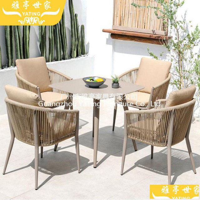 雅亭厂家批发YT-00350户外绳编桌椅露天阳台花园桌椅