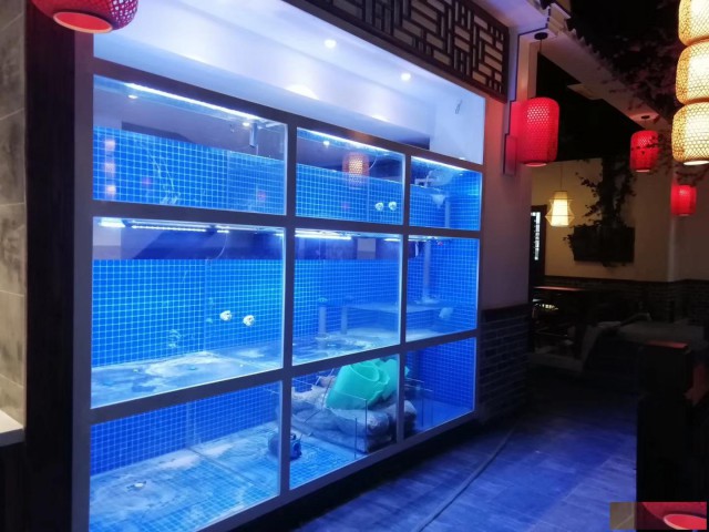 东莞不锈钢超市水产店移动海鲜池定做中山大排档饭店海鲜鱼池安装