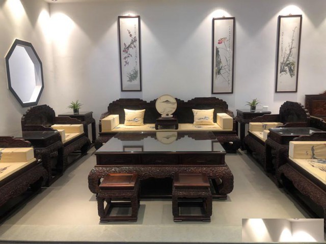 昆山市高价回收二手红木家具大红酸枝雕花古典家具上门收购