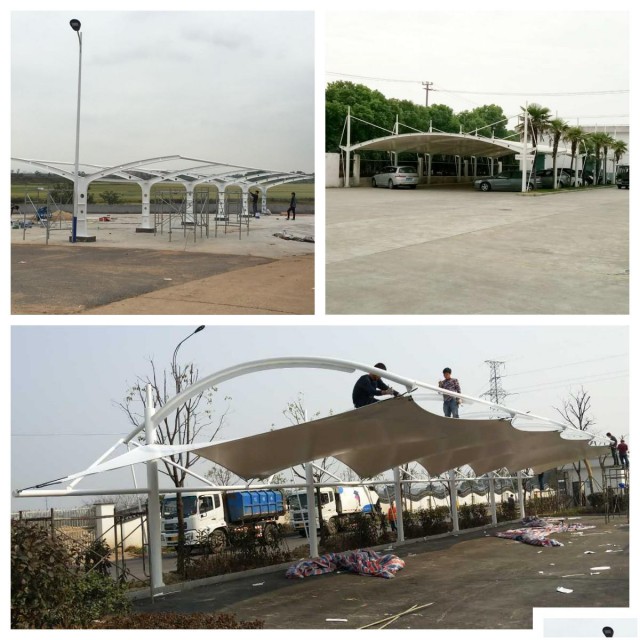 金山区停车棚安装公司上海燕雨钢结构双开汽车停车棚安装