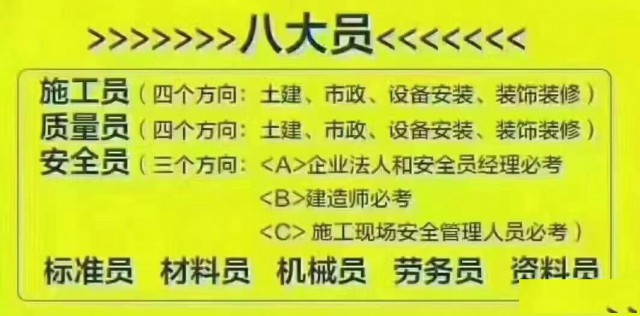 邯郸建筑八大员包括哪些人员？