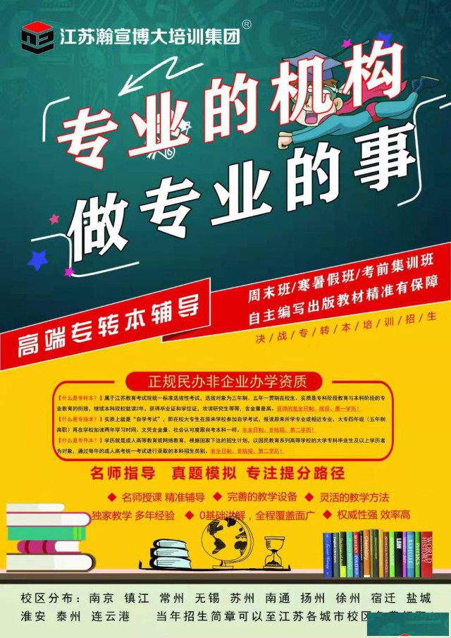 扬州瀚宣博大教育：上岸只有一次机会五年制专转本考生们好好学!