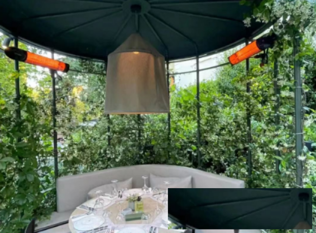 在露天餐厅伟而特依旧暖你