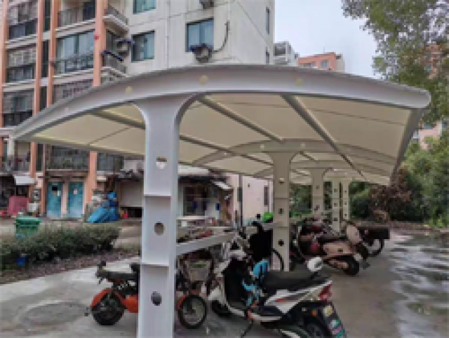 广州天河安装搭建钢膜结构自行车篷小区电动自行车停车蓬