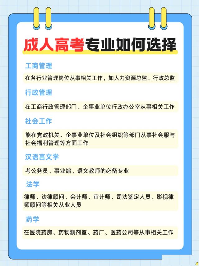 2025成人高考报名怎么选专业